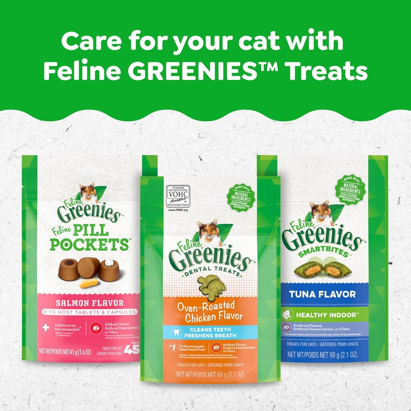 FELINE  Natural Dental Care Cat Treats, Tuna Flavor, All Bag Sizes