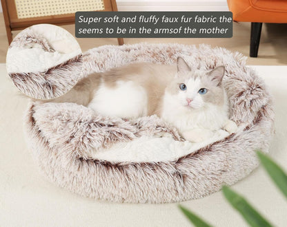 2-in-1 Round Cushion & Warm Pet House for Cats and Small Dogs